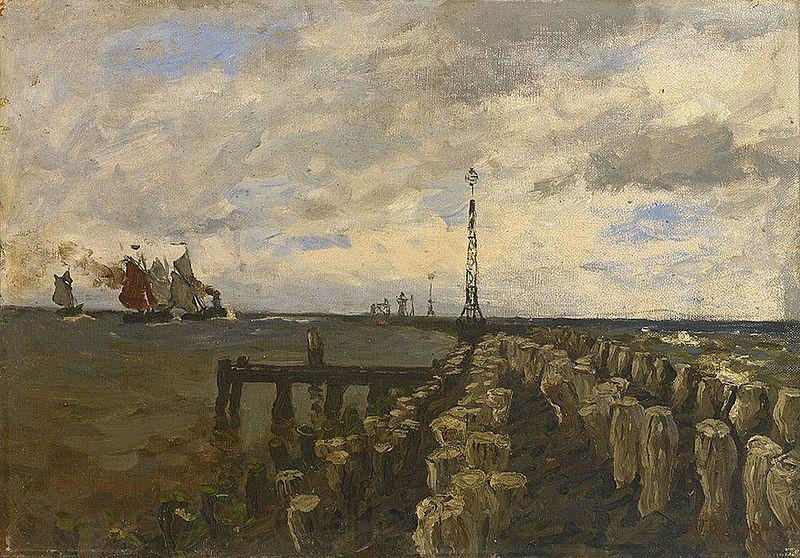 Julius Ludwig Friedrich Runge Nordseelandschaft mit Booten an einem dunstigen Morgen Norge oil painting art